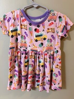 EUC Birdie Bean Corgi Ice Cream purple pendulum top size 2T bamboo